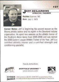 2008 Choice Buffalo Bisons #27 Jeff Desjardins Back
