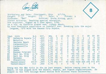 1984 Indianapolis Indians #8 Craig Eaton Back