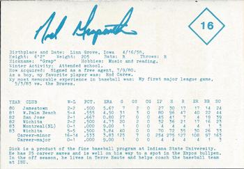 1984 Indianapolis Indians #16 Dick Grapenthin Back