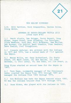 1984 Indianapolis Indians #21 The Relief Pitchers - Bill Sattler / Dick Grapenthin / Darren Dilks / Craig Eaton Back