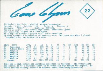 1984 Indianapolis Indians #22 Gene Glynn Back