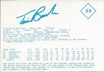1984 Indianapolis Indians #23 Tim Burke Back