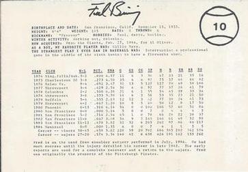 1985 Indianapolis Indians #10 Fred Breining Back