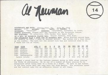 1985 Indianapolis Indians #14 Al Newman Back