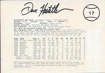 1985 Indianapolis Indians #17 Dave Hostetler Back
