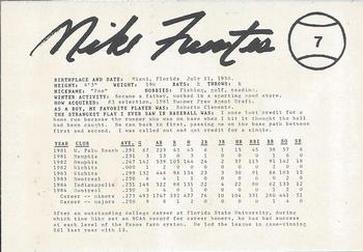 1985 Indianapolis Indians #7 Mike Fuentes Back