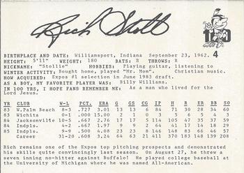 1986 Indianapolis Indians #4 Rich Stoll Back
