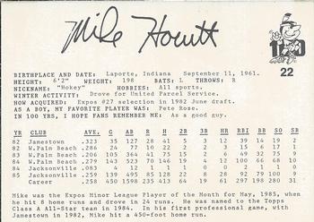 1986 Indianapolis Indians #22 Mike Hocutt Back