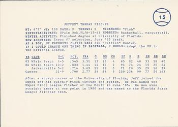 1987 Indianapolis Indians #15 Jeff Fischer Back