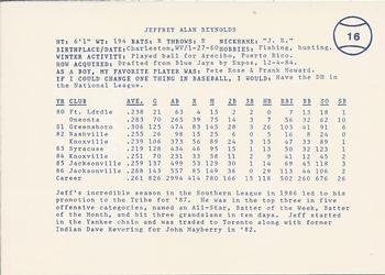 1987 Indianapolis Indians #16 Jeff Reynolds Back
