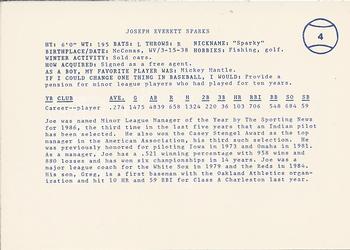 1987 Indianapolis Indians #4 Joe Sparks Back