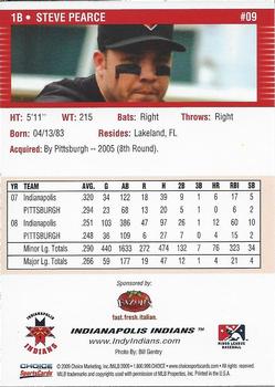 2009 Choice Indianapolis Indians #09 Steve Pearce Back