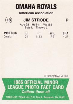 1986 TCMA Omaha Royals #18 Jim Strode Back