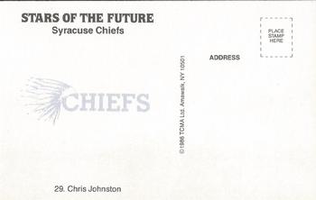 1986 TCMA Stars of the Future #29 Chris Johnston Back