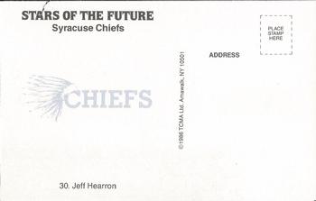 1986 TCMA Stars of the Future #30 Jeff Hearron Back