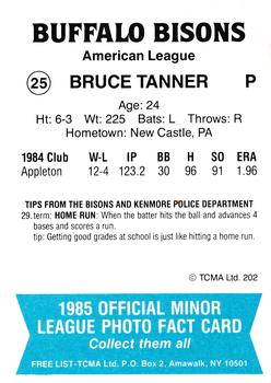1985 TCMA Buffalo Bisons #25 Bruce Tanner Back