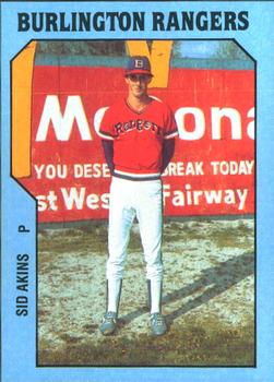 1985 TCMA Burlington Rangers #12 Sid Akins Front