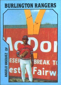 1985 TCMA Burlington Rangers #13 Angelo Vasquez Front