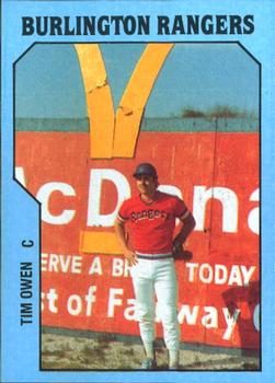 1985 TCMA Burlington Rangers #14 Tim Owen Front