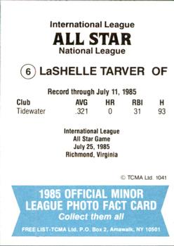 1985 TCMA International League All-Stars #6 Laschelle Tarver Back