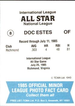1985 TCMA International League All-Stars #8 Doc Estes Back