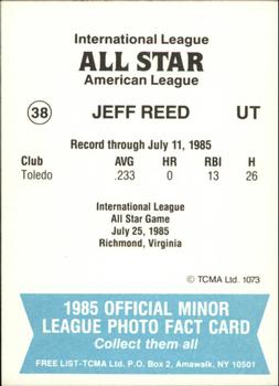 1985 TCMA International League All-Stars #38 Jeff Reed Back