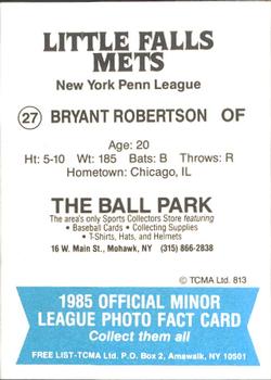 1985 TCMA Little Falls Mets #27 Bryant Robertson Back