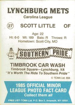 1985 TCMA Lynchburg Mets #27 Scott Little Back