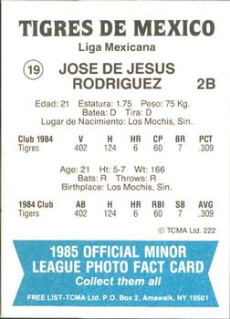 1985 TCMA Mexico City Tigers #19 Jose De Jesus Back