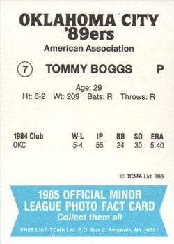 1985 TCMA Oklahoma City 89ers #7 Tommy Boggs Back