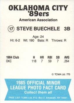 1985 TCMA Oklahoma City 89ers #17 Steve Buechele Back