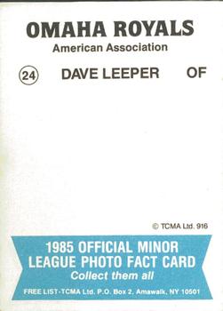 1985 TCMA Omaha Royals #24 Dave Leeper Back