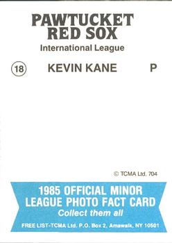 1985 TCMA Pawtucket Red Sox #18 Kevin Kane Back