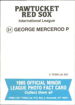 1985 TCMA Pawtucket Red Sox #21 George Mecerod Back