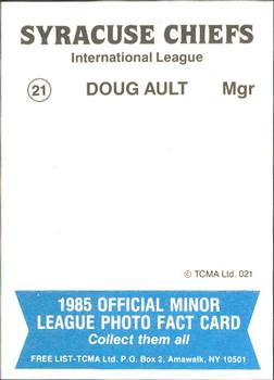 1985 TCMA Syracuse Chiefs #21 Doug Ault Back