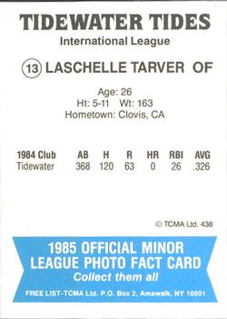 1985 TCMA Tidewater Tides #13 LaSchelle Tarver Back