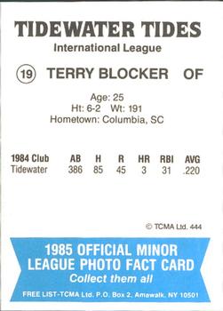 1985 TCMA Tidewater Tides #19 Terry Blocker Back
