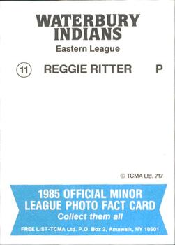 1985 TCMA Waterbury Indians #11 Reggie Ritter Back