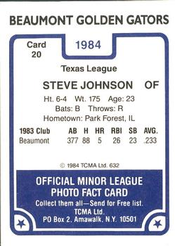 1984 TCMA Beaumont Golden Gators #20 Steve Johnson Back
