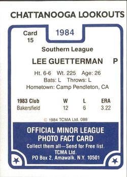 1984 TCMA Chattanooga Lookouts #15 Lee Guetterman Back
