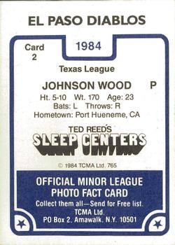 1984 TCMA El Paso Diablos #2 Johnson Wood Back