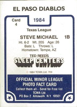1984 TCMA El Paso Diablos #4 Steve Michael Back