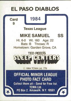1984 TCMA El Paso Diablos #9 Mike Samuel Back