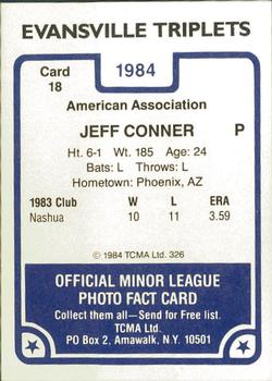 1984 TCMA Evansville Triplets #18 Jeff Conner Back