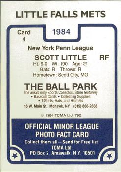 1984 TCMA Little Falls Mets #4 Scott Little Back
