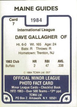 1984 TCMA Maine Guides #7 Dave Gallagher Back