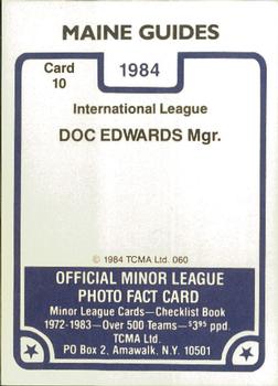 1984 TCMA Maine Guides #10 Doc Edwards Back