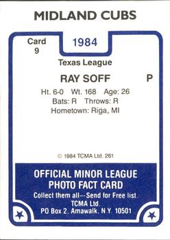 1984 TCMA Midland Cubs #9 Ray Soff Back