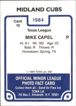1984 TCMA Midland Cubs #10 Mike Capel Back