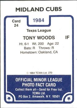 1984 TCMA Midland Cubs #24 Tony Woods Back